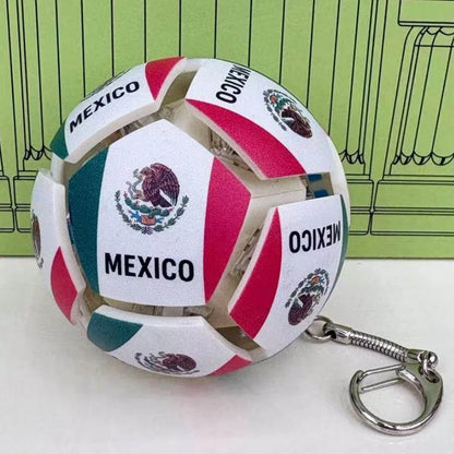 Soccer Keychain Fidget Toy Stress Relief Pendant for Fan Portable Decompression Ball with Gift Box Multi-National Team Souvenir