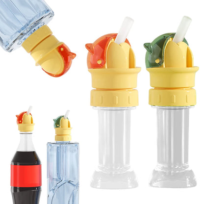 2-in-1 Children's Straw Lid,Reusable Leakproof Water Bottle Cap for Boys Girls,Portable Anti-Choking Spout Cap with Straw