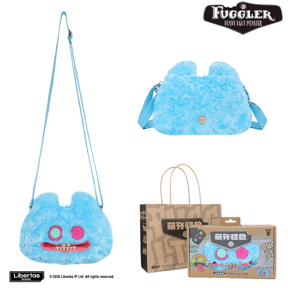 Fuggler Original ALLEY CATS Plush Bag Big Head Ugly Tooth Monster Crossbody Furry Funk Purse Backpack Wallet Storage BagGift