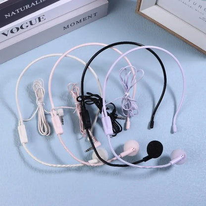 1Pc Wired 3.5mm Plug Guide Lecture Speech Headset Mic Portable Head-mounted Headset Microphone For Teaching Meeting
