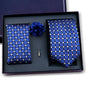 Elegant Ties For Men Classic Paisly Neck Tie Pocket Square Brooch Set With Gift Box Mens Business Wedding Suit Accessories