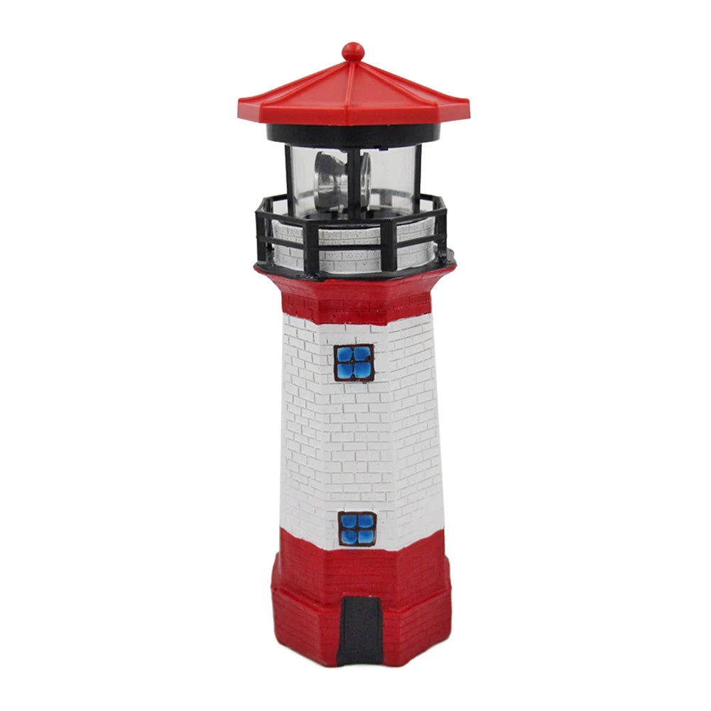 Lighthouse Shape Solar LED Light Garden Fence Yard Outdoor Adornment Smart Sensor Beacon Rotating Lamp Solar Light Decor