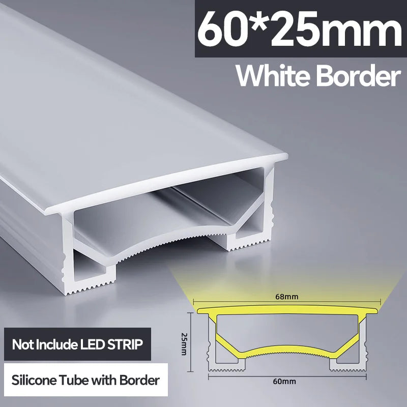 1M-10M LED Neon Rope Tube Soft Silicone Diffuser Channel Black/White Flexible Ribbon Strip Light for Recessed Channel