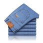 New Ice Silk Thin Denim Jeans For Men Blue Straight Stretch Cotton Pants Business Casual Lightweight Trousers Spring Summer