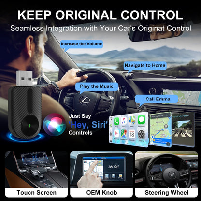 FLIXIVI 2 in 1 Wireless Carplay Android Auto Adapter AI Smart Car Systems for OEM Car Stereo Plug and Play Wired To Wireless