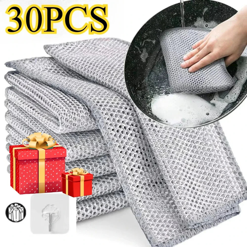5/10/20/30 Silver Wire Cleaning Cloths Kitchen Dishwashing Cloths Non-Stick Oil Stain Removal Wipes Reusable Multi-Purpose Cleaning Towels Suitable for Tableware and Stovetops