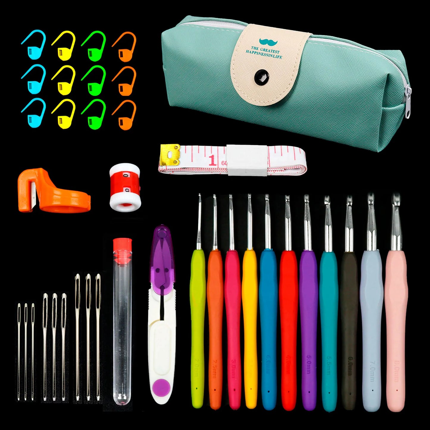Silicone World 45/37PCS Crochet Set DIY Hand Held Knitting Tools Woolen Weaving Tool Kits With Storage Bag Hook Needle Set