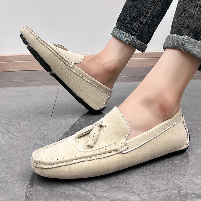 Loafer Men Orange Loafers Tassel Decor Slip on Driving Shoes Casual Business Moccasins Breathable Male Footwear Loafers