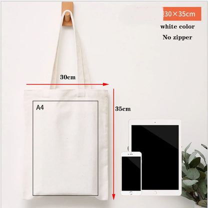 Canvas Cotton bag grocery handbag Foldable Fabric tote bag portable Storage organizer Shopping bag for woman Cloth organizer bag