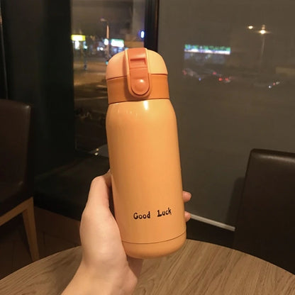 200/350ml Cute Mini Thermos Cup Stainless Steel Thermal Coffee Mug Portable Vacuum Flask Insulated Water Bottle with Button Lid