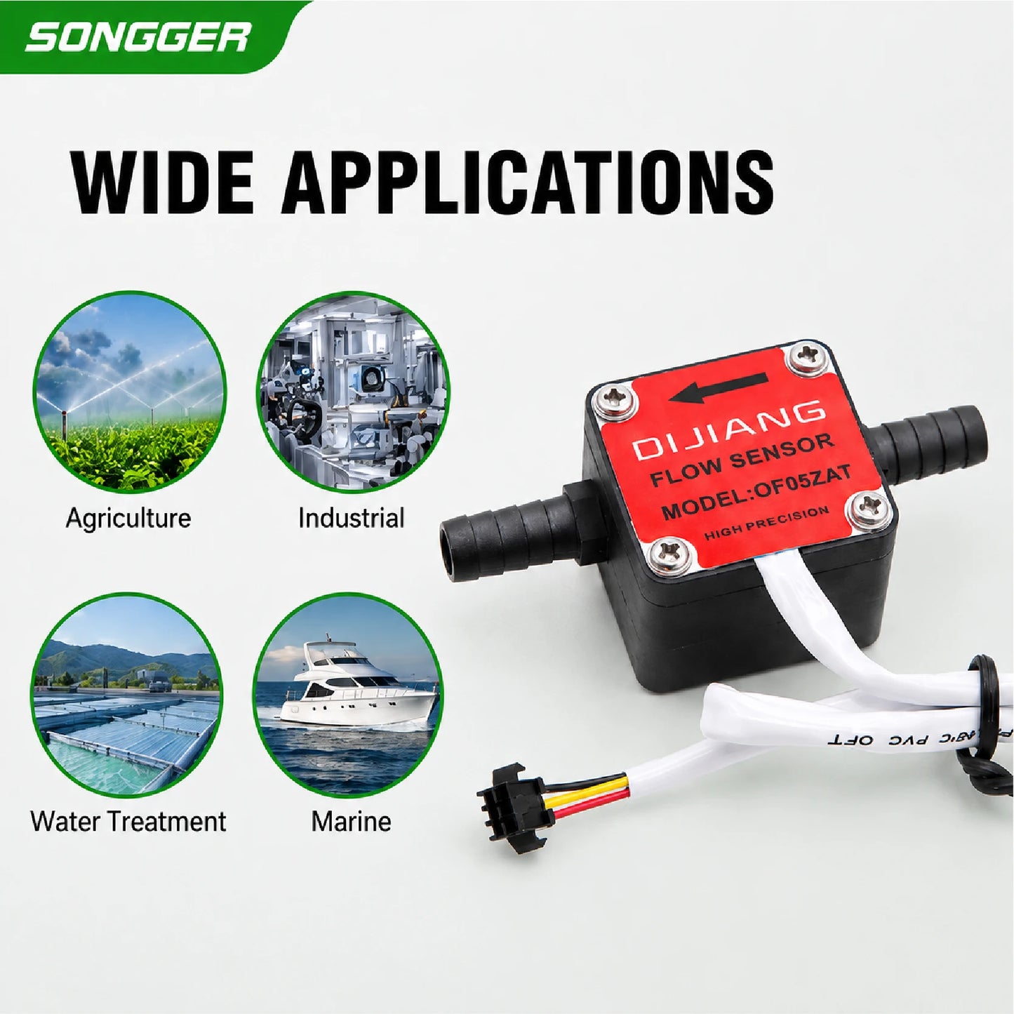 Liquid Flow Sensor G1/4 G1/2 G3/4 DC 3.5‑24V Pulse Gear Flow Meter 18‑3000L/H for Water Oil Milk Measurement