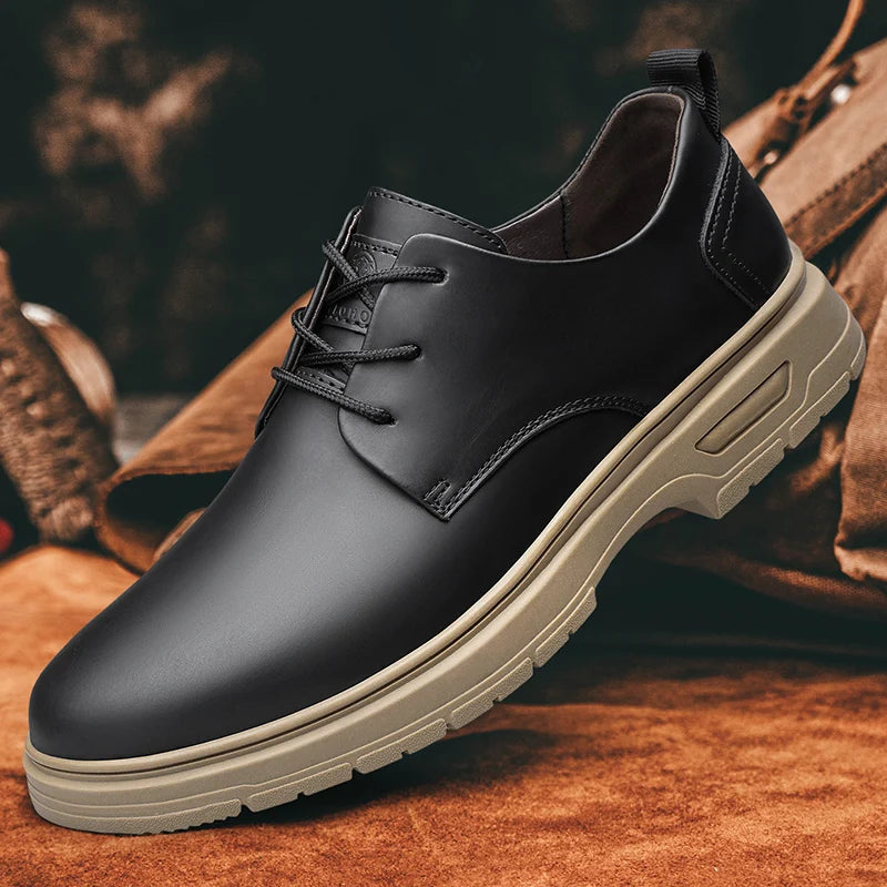 CLOHOO Handmade Men's Business Casual Shoes Comfortable Classic Lace-Up Work Shoes Fashionable Wedding Men's Footwear