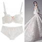 Modest French Pure Desire Bralette AB Cup Full Coverage Lace Bra & Set Small Bust Push Up Wireless for Chubby Girl Bow Plus Size
