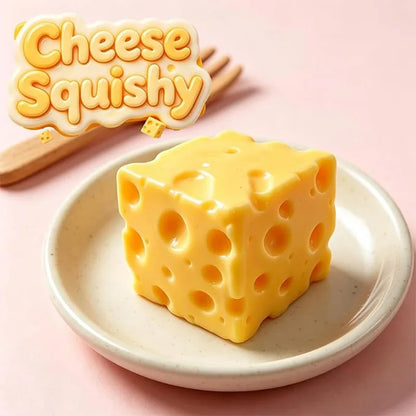 Kawaii Cheese Squishy Toy Stress Relief Fidget Toy, Soft Squeeze Cheese Block for Desk Decor, Anxiety Relief Sensory Toy for Adu