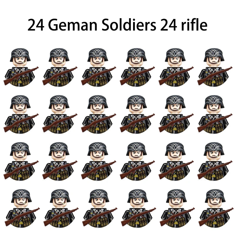 WWII Infantry Military Soldier War National Army Mini Gun armament Models Building Blocks Building Blocks Toys for Kids