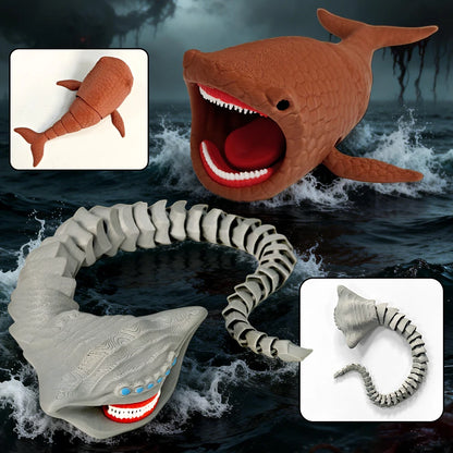 Bloop Sea Monster 3D Printed Flexible Articulated Fidget Toy – Sea Eater Deep Sea Creature Collectible Stress Relief Desk Toy
