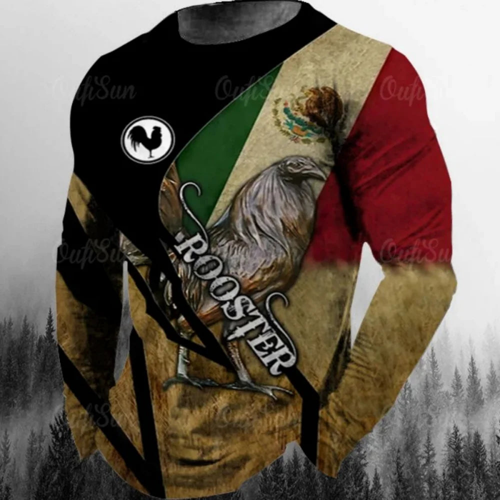 Fashion Mexican Flag T-Shirts Mexico 3D Print Men Woman Long Sleeve T Shirt Streetwear Oversized Harajuku Kids Tees Top Clothing