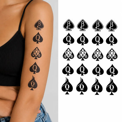 Black Spade Playing Card Disposable Tattoo Sticker Temporary Tattoo Waterproof Body Art