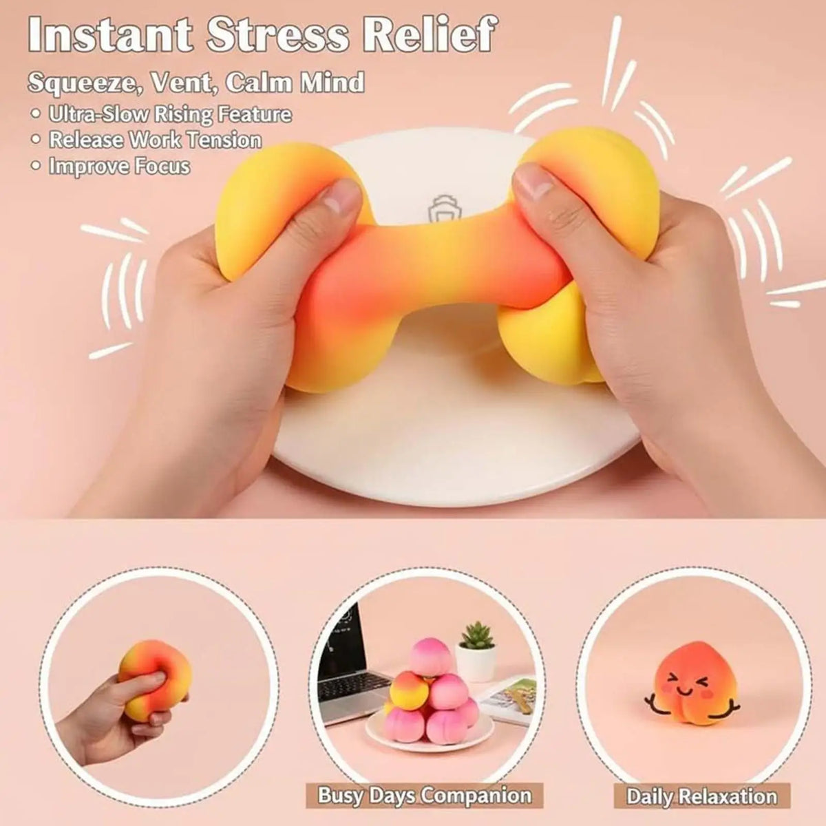 Fidget Toy Cartoon Peach SquishySlow Rising Anti Stress Decompressions Transfer Anxiety Kids SquishiesToys Gift