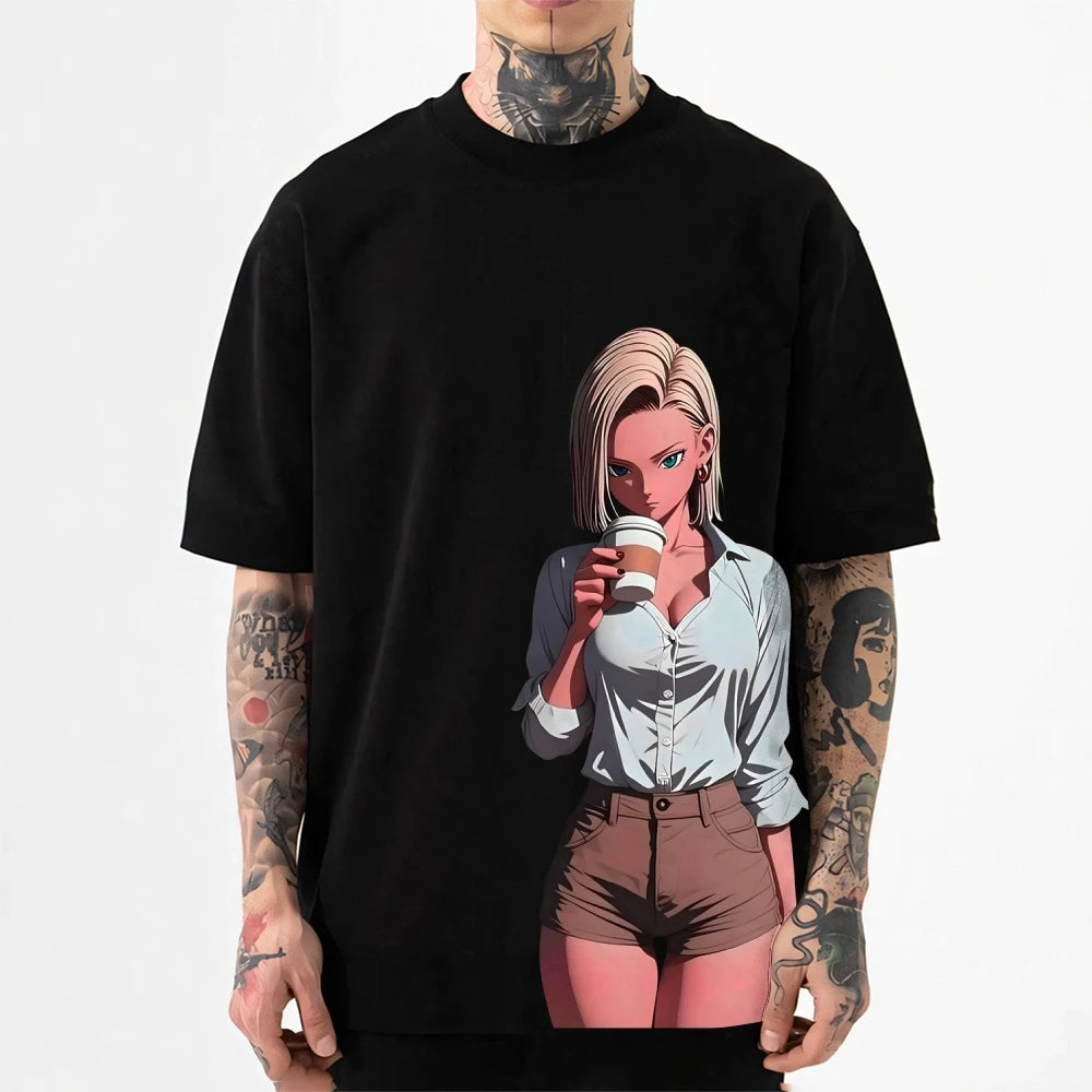 Dragon Ball Android 18 Japanese Style Classic Tee High-quality Streetwear Men's Clothing Women Clothing 2026 Summer New T Shirt