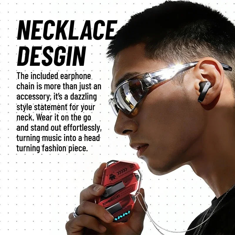 Zombies Cat Real Time Ai Translator Headphone Alloy Mecha Bluetooth 6.0 Earphone Immersive Stereo TWS Wireless Earbuds with APP