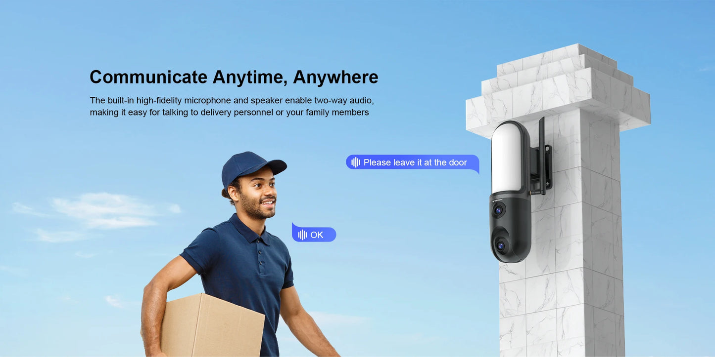 Kamera uliczna OKAM PRO 2w1, HD 6MP, Wi-Fi, CCTV, dwuobiektywowa kamera zewnętrzna, wodoodporna, śledzenie ruchu, noktowizor, PTZ