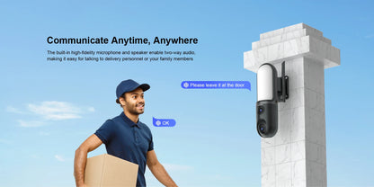 Kamera uliczna OKAM PRO 2w1, HD 6MP, Wi-Fi, CCTV, dwuobiektywowa kamera zewnętrzna, wodoodporna, śledzenie ruchu, noktowizor, PTZ