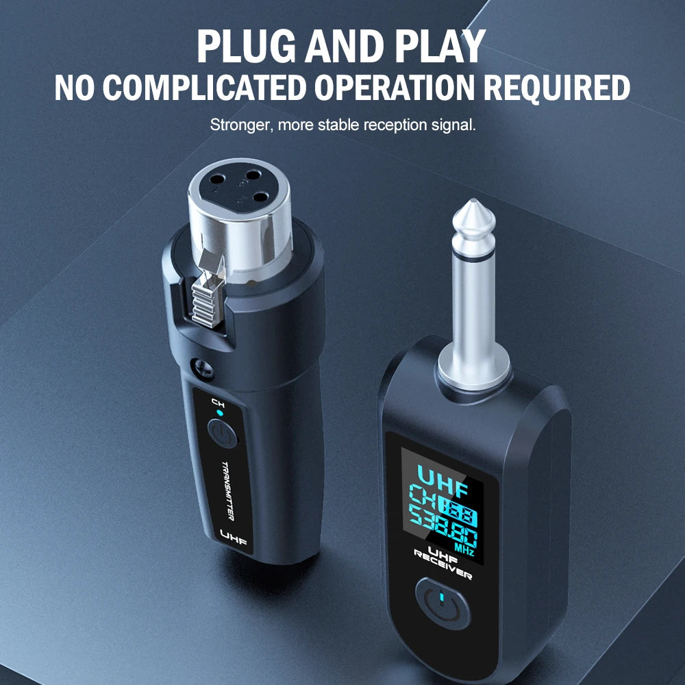 Wireless Microphone Transmitter Receiver System UHF XLR Adapter System for Dynamic Microphone Guitar Audio Mixer PA System DGNOG