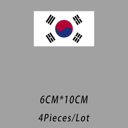 4PCS/Lot Flag For World Countries Heat Adhesive Thermal Transfers Iron On Patches For Ironing Clothing Fusible T Shirt Stickers