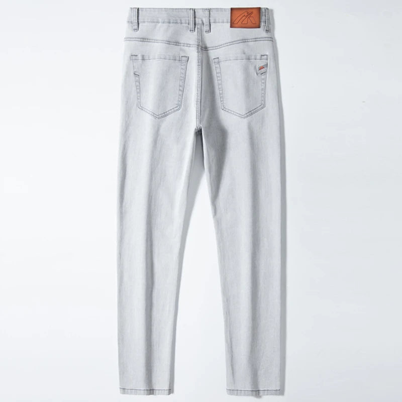 Men's Straight Business Jeans Spring Summer Thin Fashionable Casual Slim Elastic Male Brand Clothing Denim Pants
