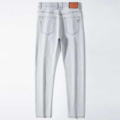 Men's Straight Business Jeans Spring Summer Thin Fashionable Casual Slim Elastic Male Brand Clothing Denim Pants