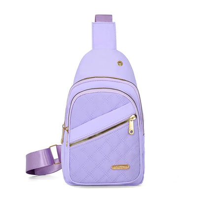 Leisure Quilted Crossbody Bag for Women Chest Bag with Earphone Hole Outdoor Hiking Sling Bag Suitable for Daily Use, Travel