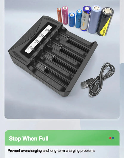 Intelligent LCD Battery USB Charger - 1/2/4 Slots for 18650 4.2V Li-ion & 1.2V Ni-MH AA/AAA Rechargeable Batteries