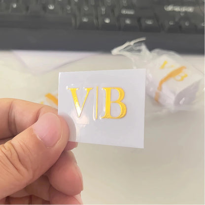 100PCS Stickers Custom Metal Gold Personalized Stickers Logo 3D UV DTF Customized Transfer Sticker Wedding Labels Waterproof