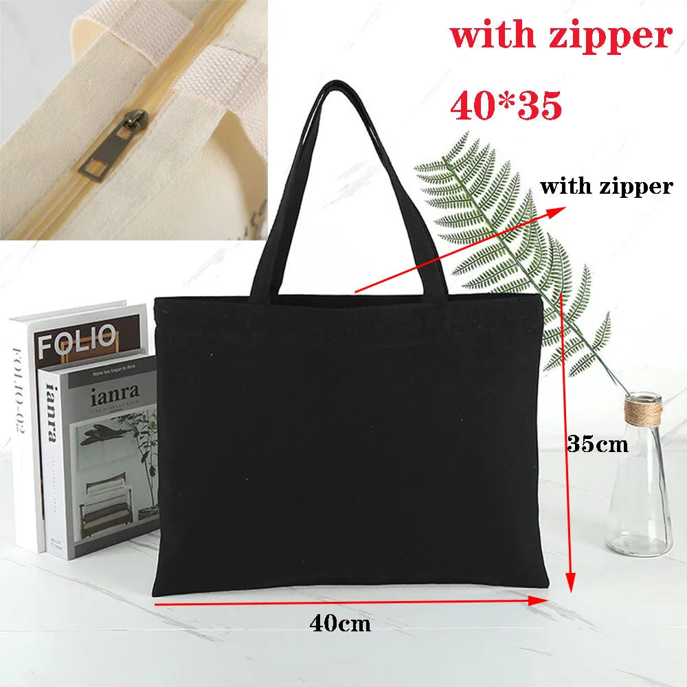 Canvas Cotton bag grocery handbag Foldable Fabric tote bag portable Storage organizer Shopping bag for woman Cloth organizer bag