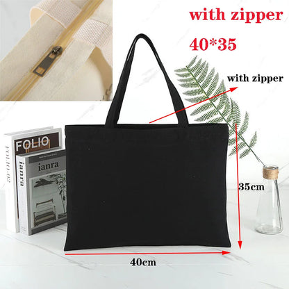 Canvas Cotton bag grocery handbag Foldable Fabric tote bag portable Storage organizer Shopping bag for woman Cloth organizer bag
