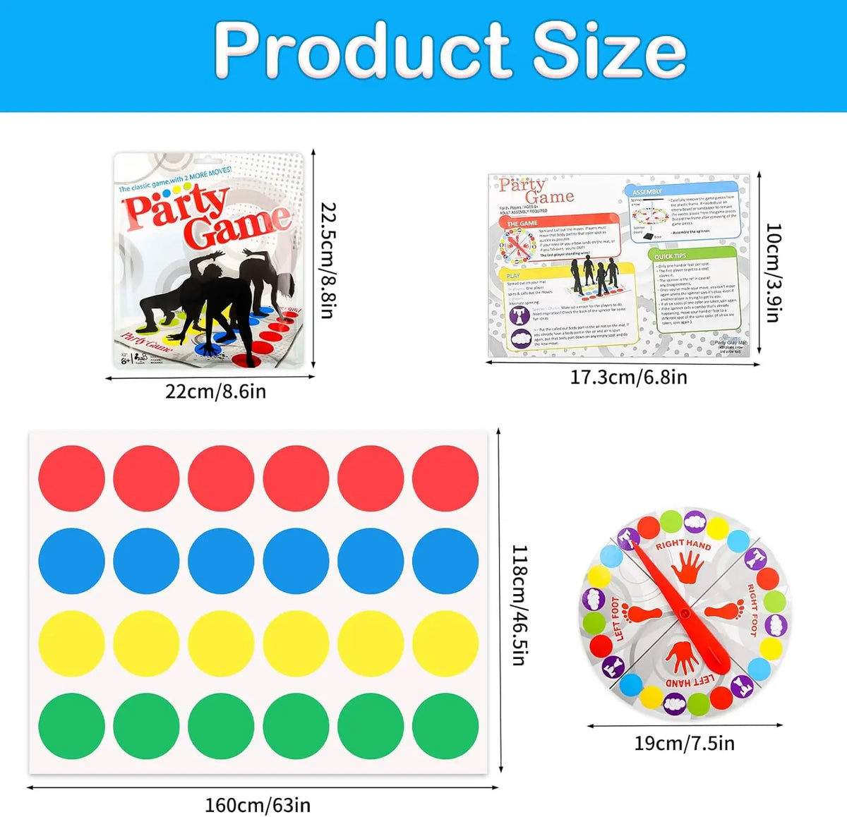 Twister Game Twister Funny Balance Family Party Games with Spinner Floor Play Mat Floor Game Gift for Kids Family Birthday Party