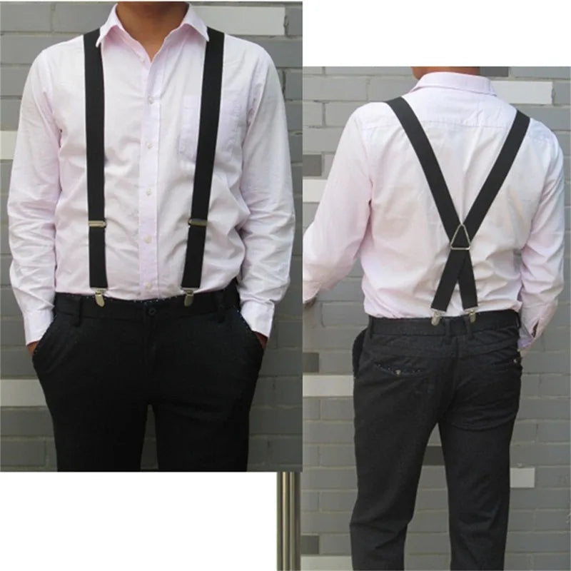 Solid Color Elastic Polyester Suspenders Braces Men Women Black Red Adjustable Straps For Wedding Suit Skirt Accessories Gifts