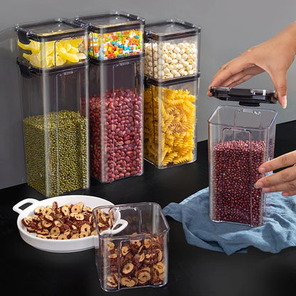 Kitchen Sealed Jars Large Capacity Grain Organizer Plastic Sealed Tank Moisture-proof Kitchen Storage Box Seasoning Jars Set New
