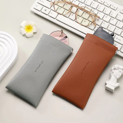 Litchi Magnetic Automatic Closing Glasses Bag Men Women Fashion Portable Soft PU Leather Reading Sunglasses Protective Pouch