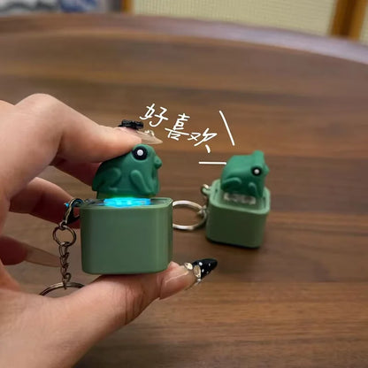 Lizard Frog Duck Button Keychain Decompression Toys Funny Lizard Sounds And Flash Effects Rechargeable Portable Stress  Toy
