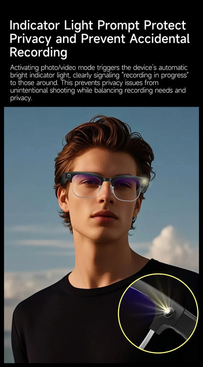 AI Smart Glasses for Men & Women 2026 New 8MP Camera 4K HD Video Recording AI Translation WiFi Bluetooth Call Music Photochromic