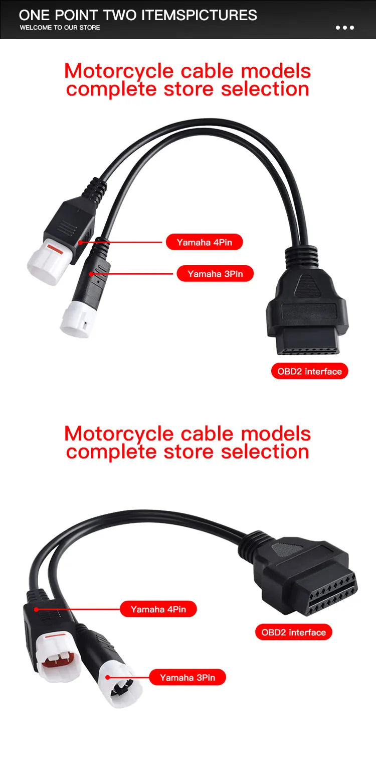 For Yamaha 3/4 /6 Pin To OBD2 Connector Motorbike OBDII Diagnostic Cable OBD Fault Code Reader Adaptor Extension Cable