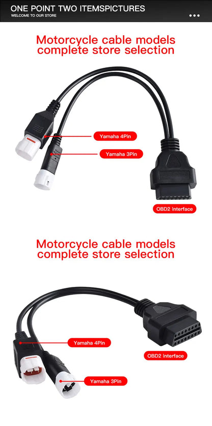 For Yamaha 3/4 /6 Pin To OBD2 Connector Motorbike OBDII Diagnostic Cable OBD Fault Code Reader Adaptor Extension Cable