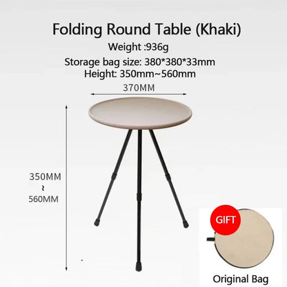 Telescopic Folding Round Table Outdoor Three-legged Dining Table Portable Aluminum Alloy Coffee Table Hike Picnic Liftable Table