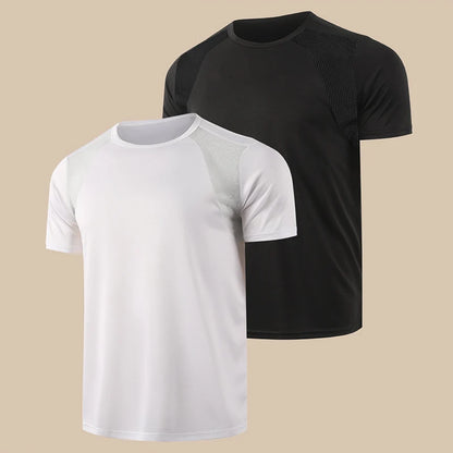 1/2-Piece Men's Summer Black And White Solid Color Quick Drying Sports Short Sleeved Loose And Breathable Sports Running Trend