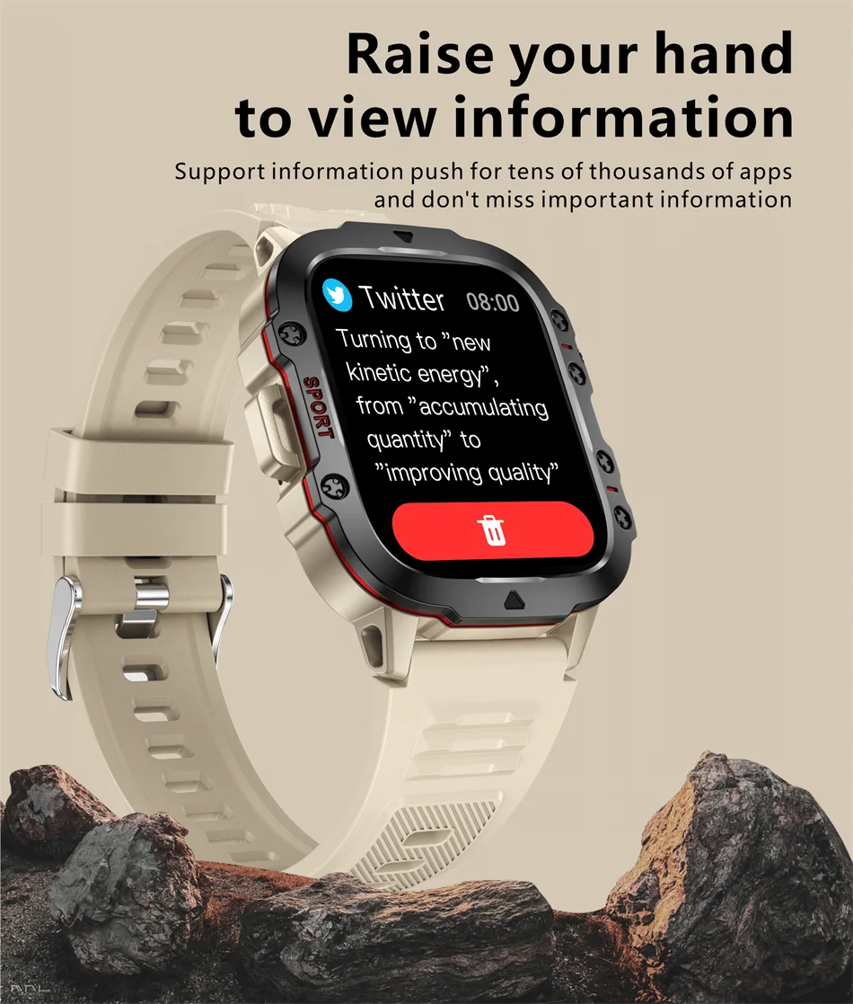 LIGE New Military Smart Watch Men Outdoor Sports 3ATM Waterproof  Blood Oxygen Bluetooth Call Watches Men Smartwatch For Android