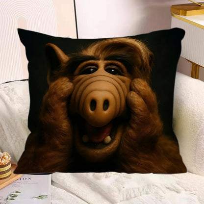 Classic TV Series A-Alf Pillow Covers Cartoon Sofa Decorative Home Double-sided Printing Short Plush Cute Cushion Cover