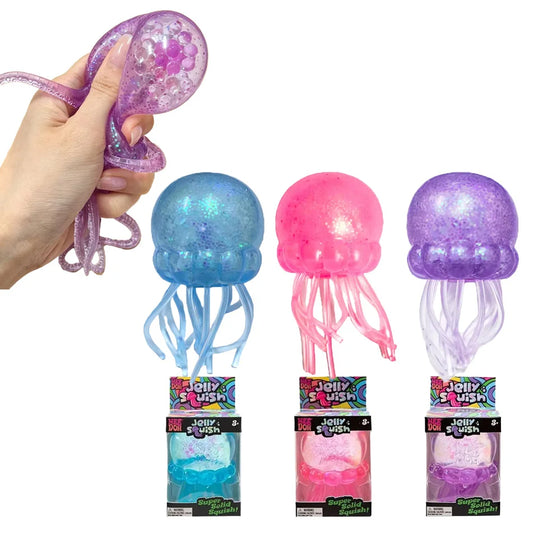 Glitter Octopus Squishy Toy Soft Stress Relief Fidget Toy Squeeze Jellyfish Squishy Compression Decompression Toy for Kid Adults