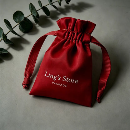 100Pcs Personalized Logo Jewelry Packaging Silk Satin Drawstring Bag Wedding Favors Candy Gift Pouch Ring Bracelet Cosmetic Sack